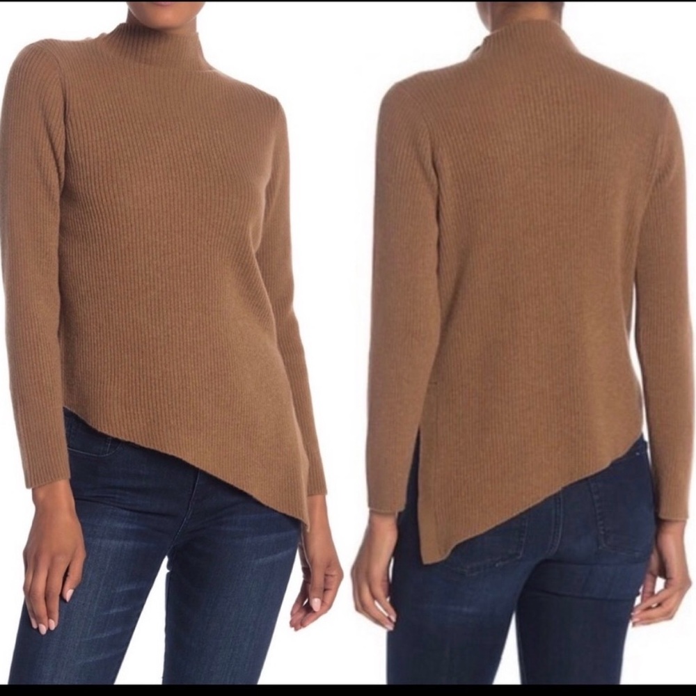 Habitual Tan Ribbed Women's 100% Cashmere Sweater
